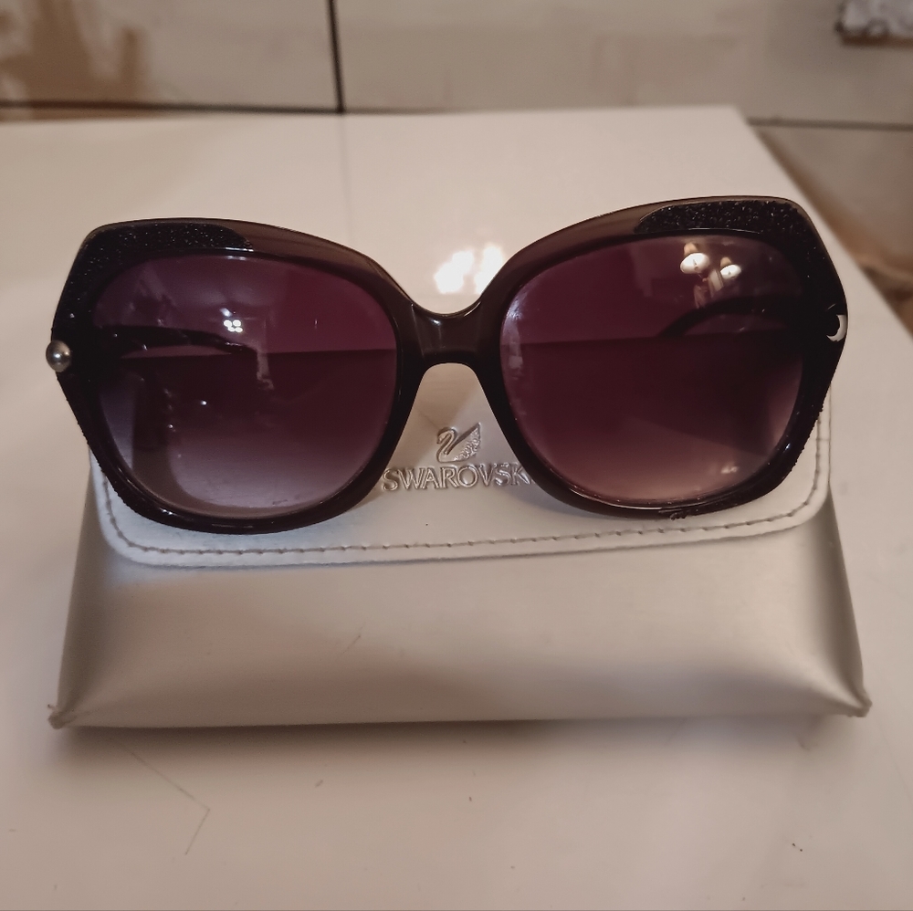 SWAROVSKI "Delight" Studded Sunglasses w/ Case & Extra Lenses